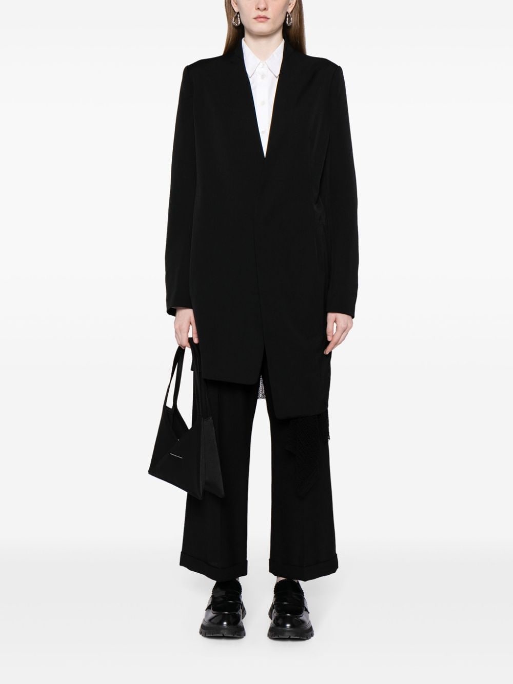 asymmetric wool single-breasted coat - 2