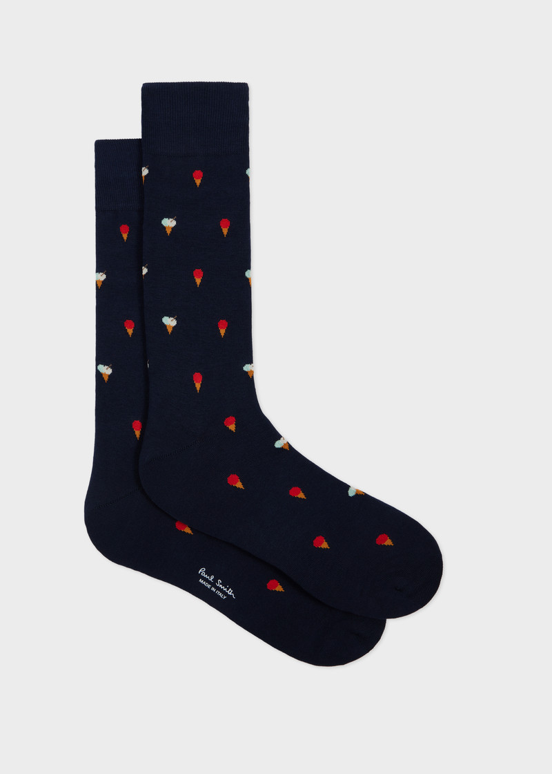 Navy Cotton-Blend 'Ice Cream' Socks 1