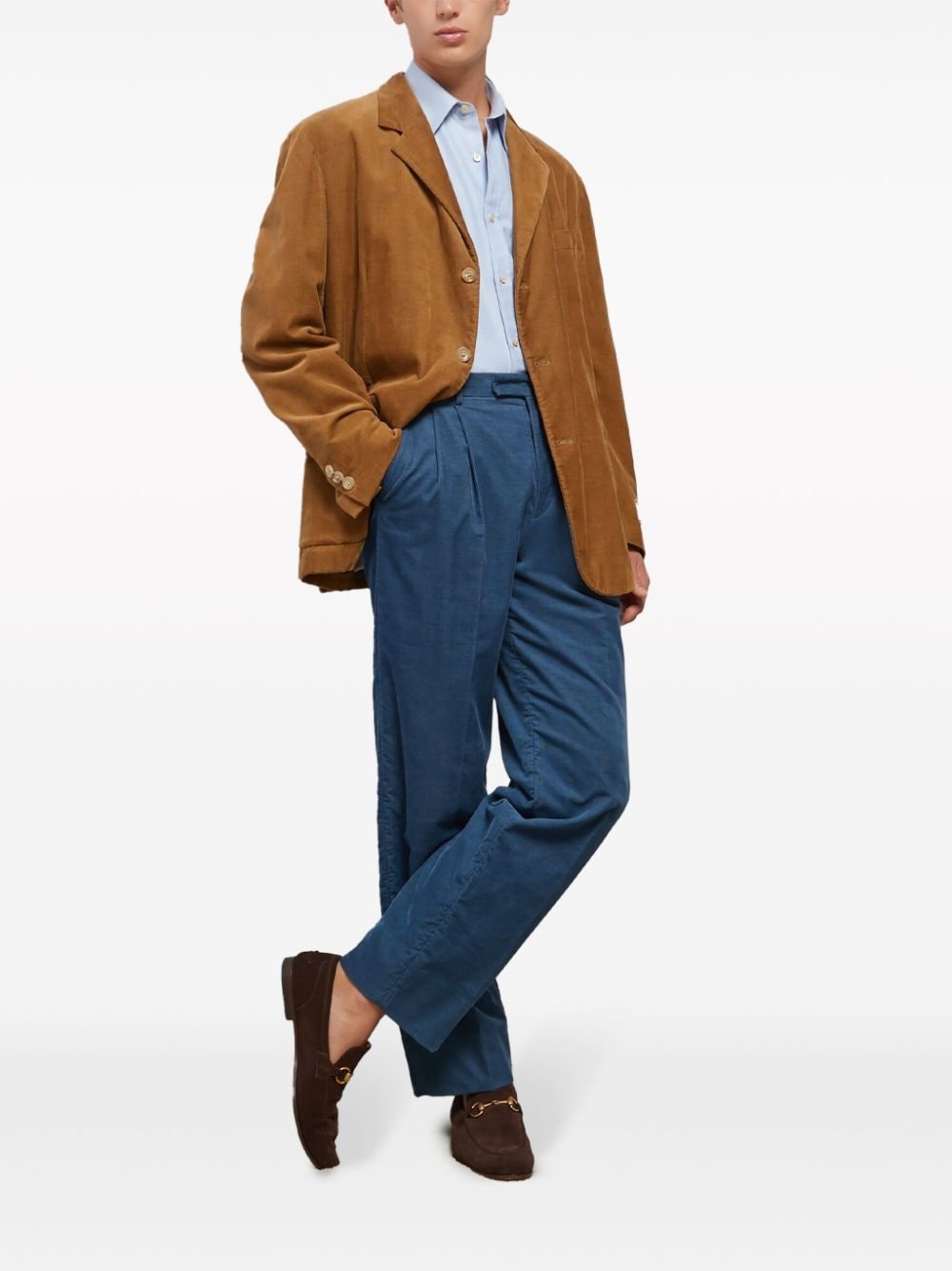 logo-patch corduroy blazer - 2