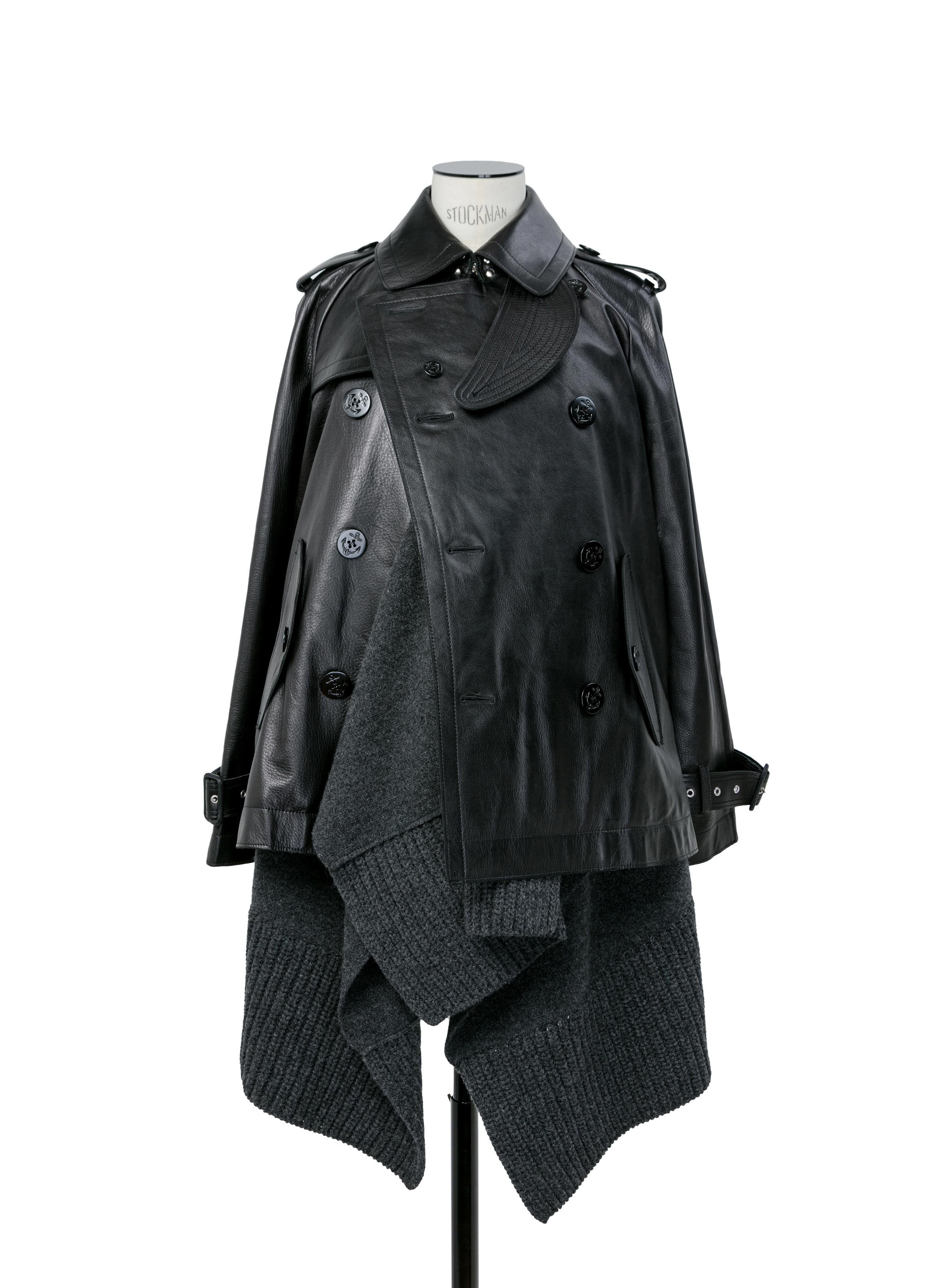 Leather x Wool Knit Jacket - 3
