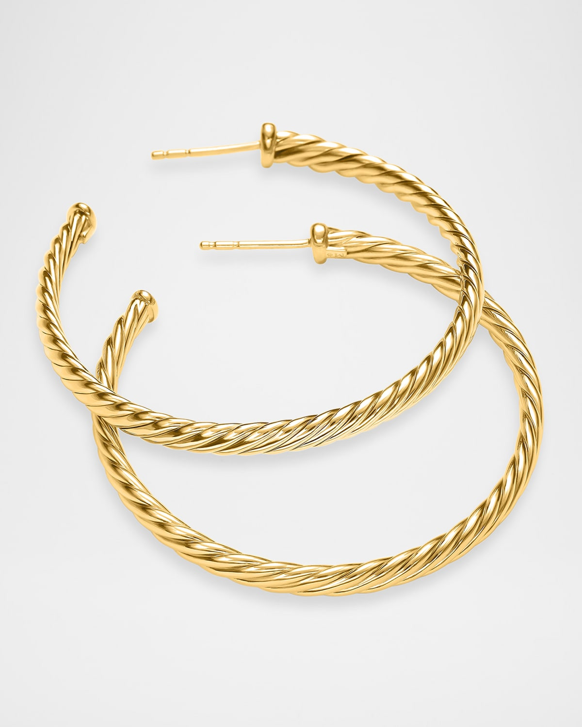 18k Cablespira Hoop Earrings, 1.5" - 7