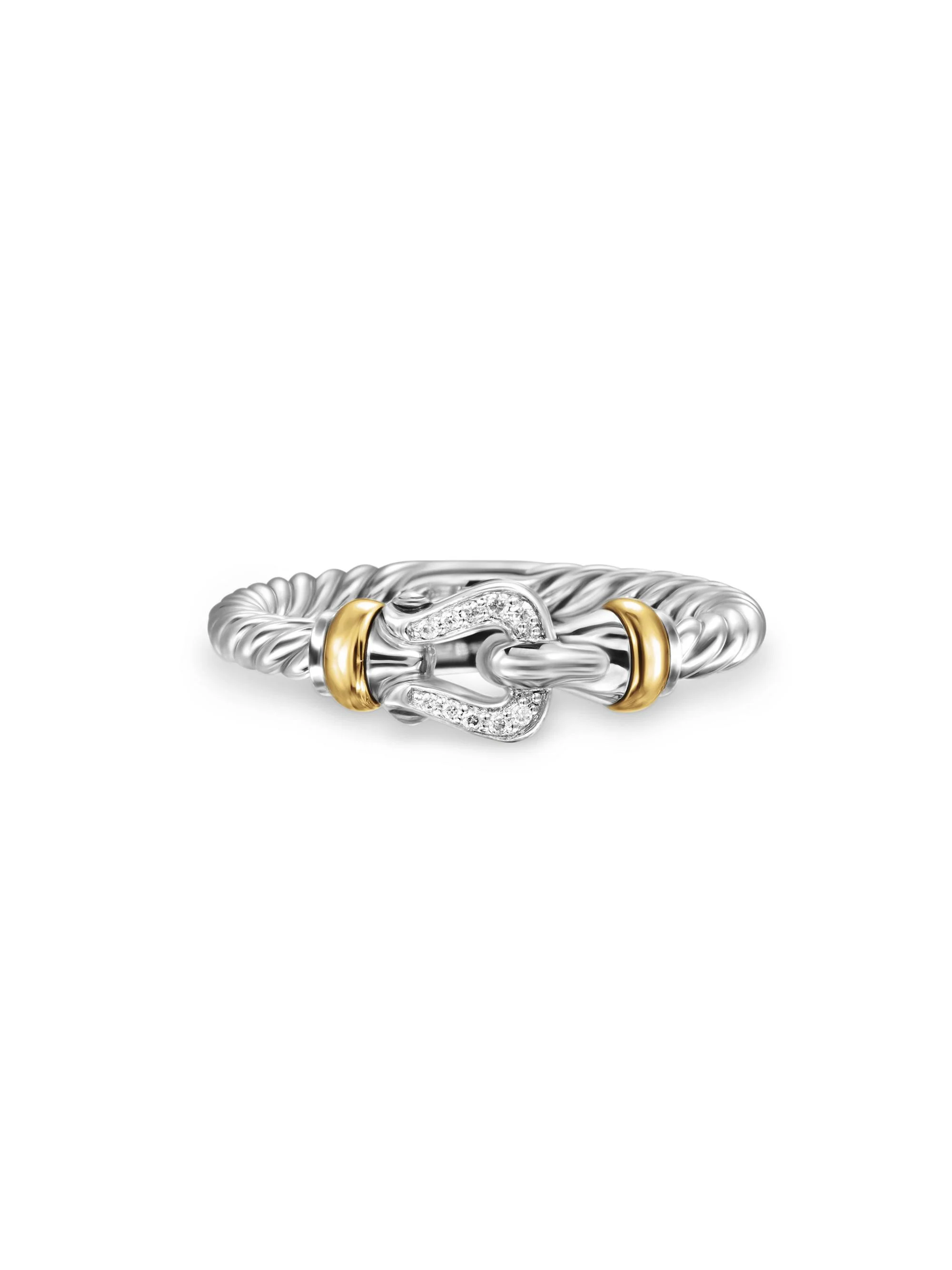 Women's Petite Buckle Ring in Sterling Silver - Diamond - 1
