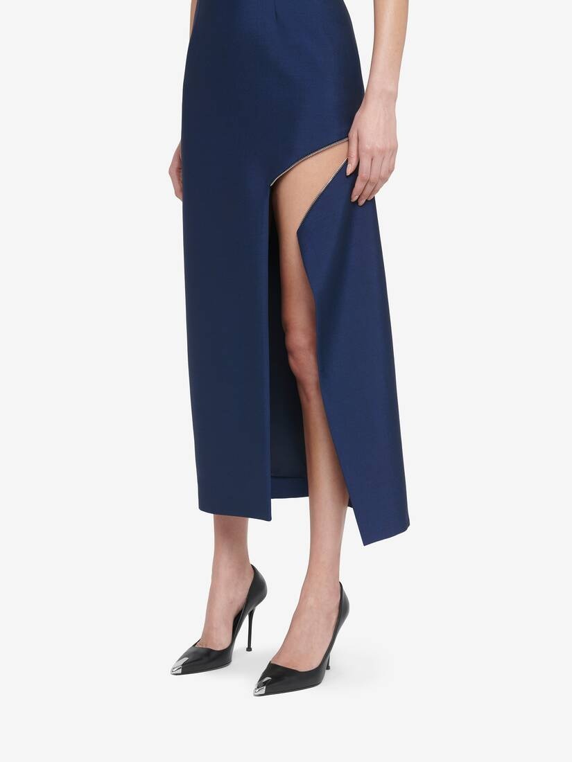 Women's Zip Slash Pencil Dress in Ultramarine - 5