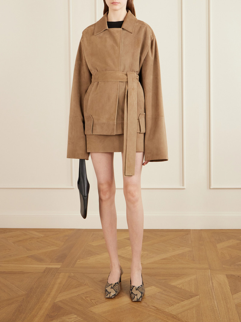 KHAITE Jett Suede Mini Skirt outlook