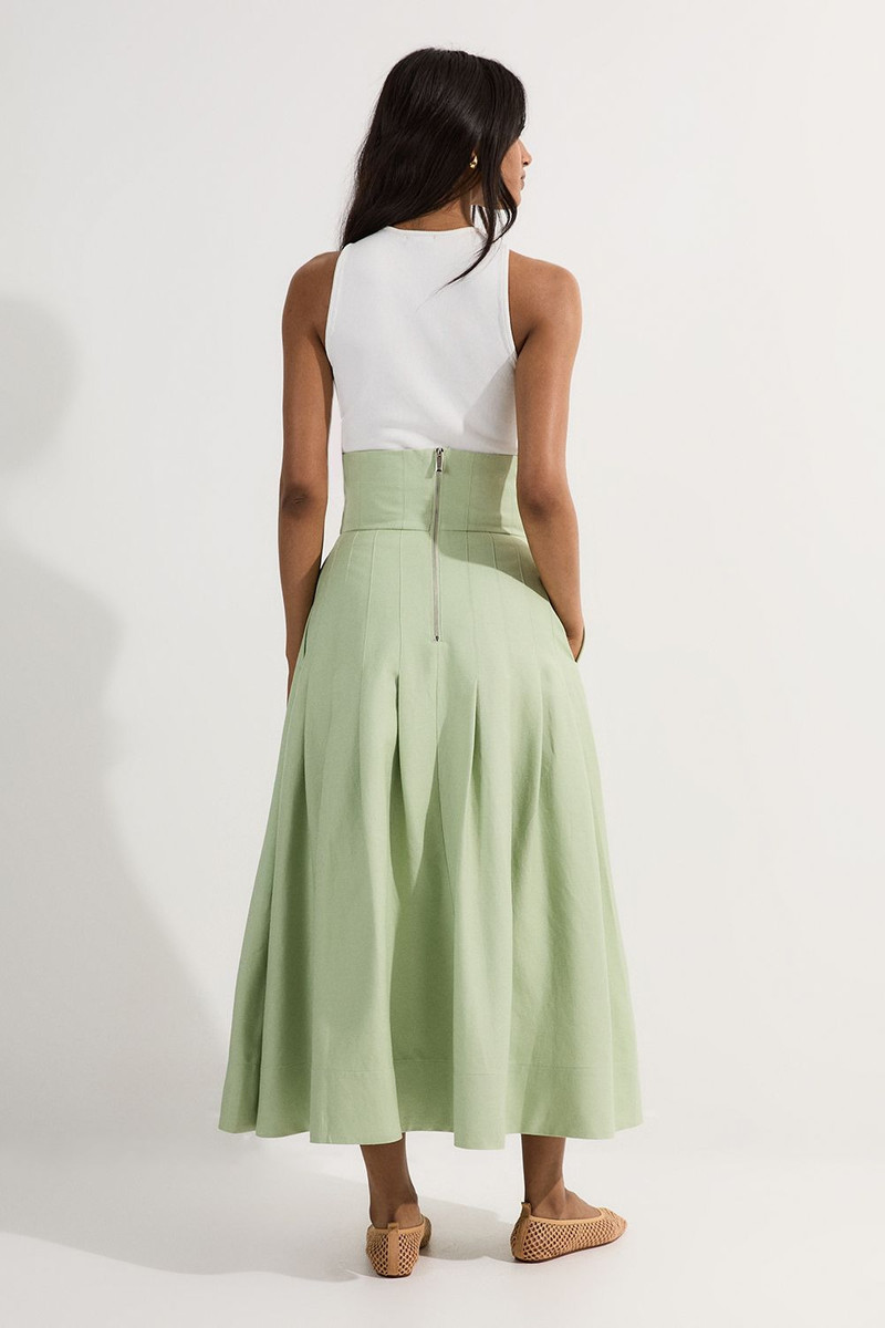 Viscose Linen Tailored Full Skirted Midaxi Skirt 6