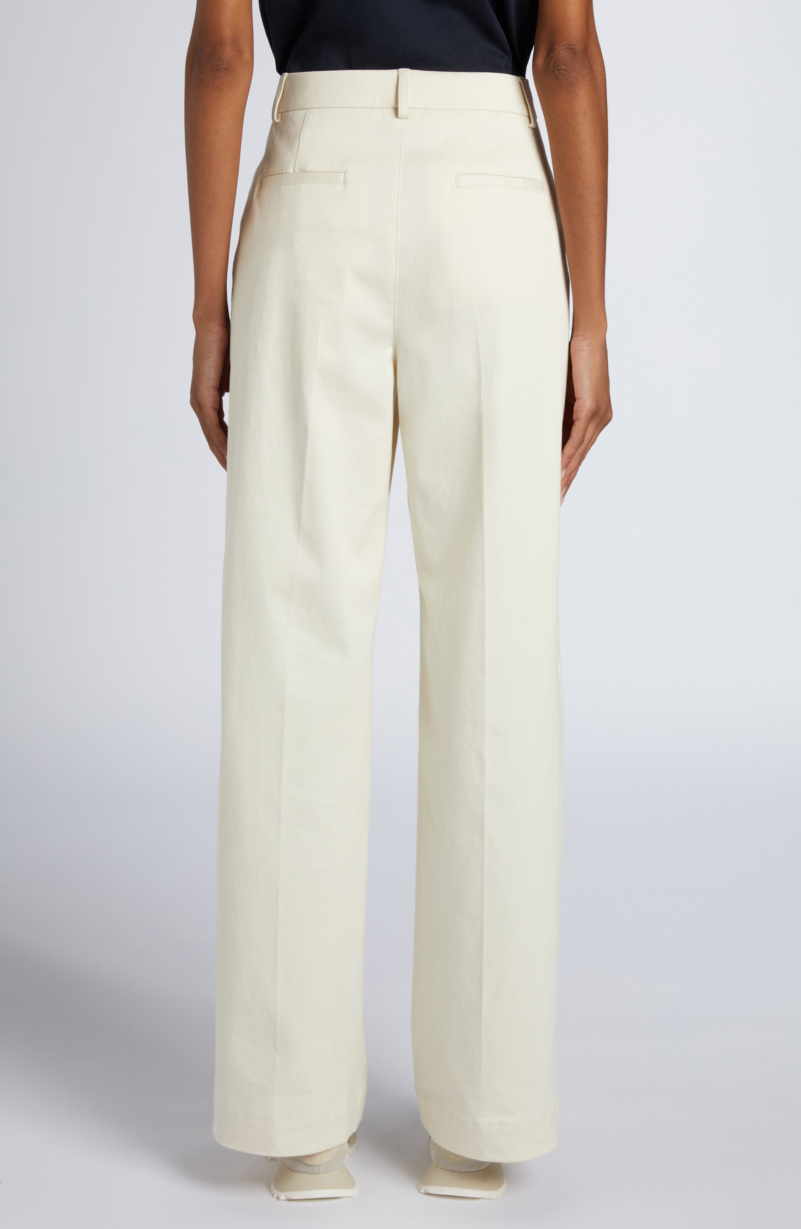 Moncler Cotton Stretch Twill Straight Leg Pants in Ivory at Nordstrom - 3