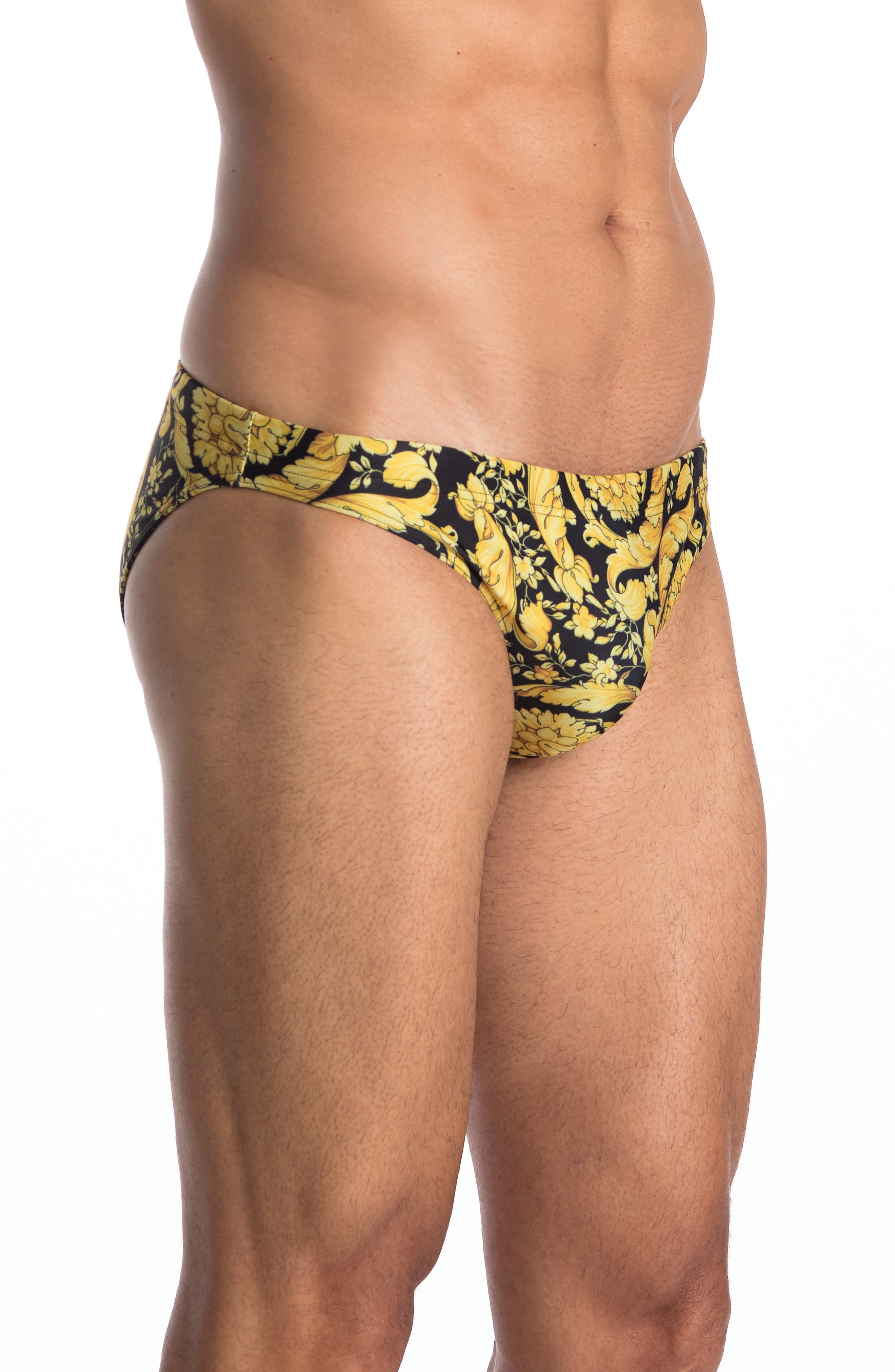 Versace Barocco Swim Briefs in Black/Gold at Nordstrom - 3