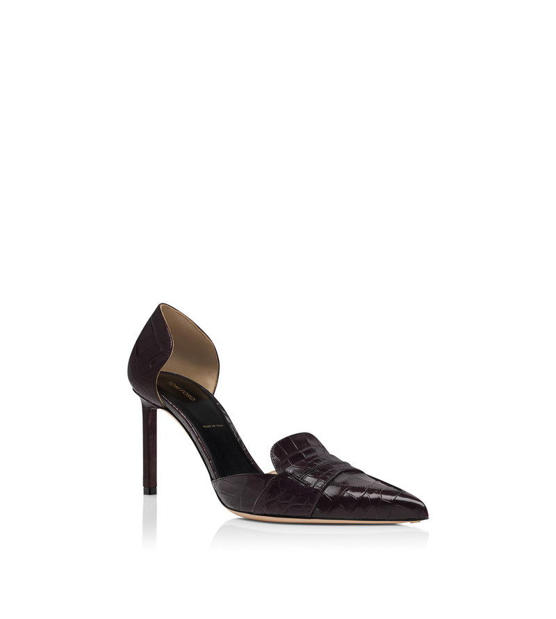 TOM FORD SHINY STAMPED CROCODILE LEATHER EVA D'ORSAY PUMP outlook