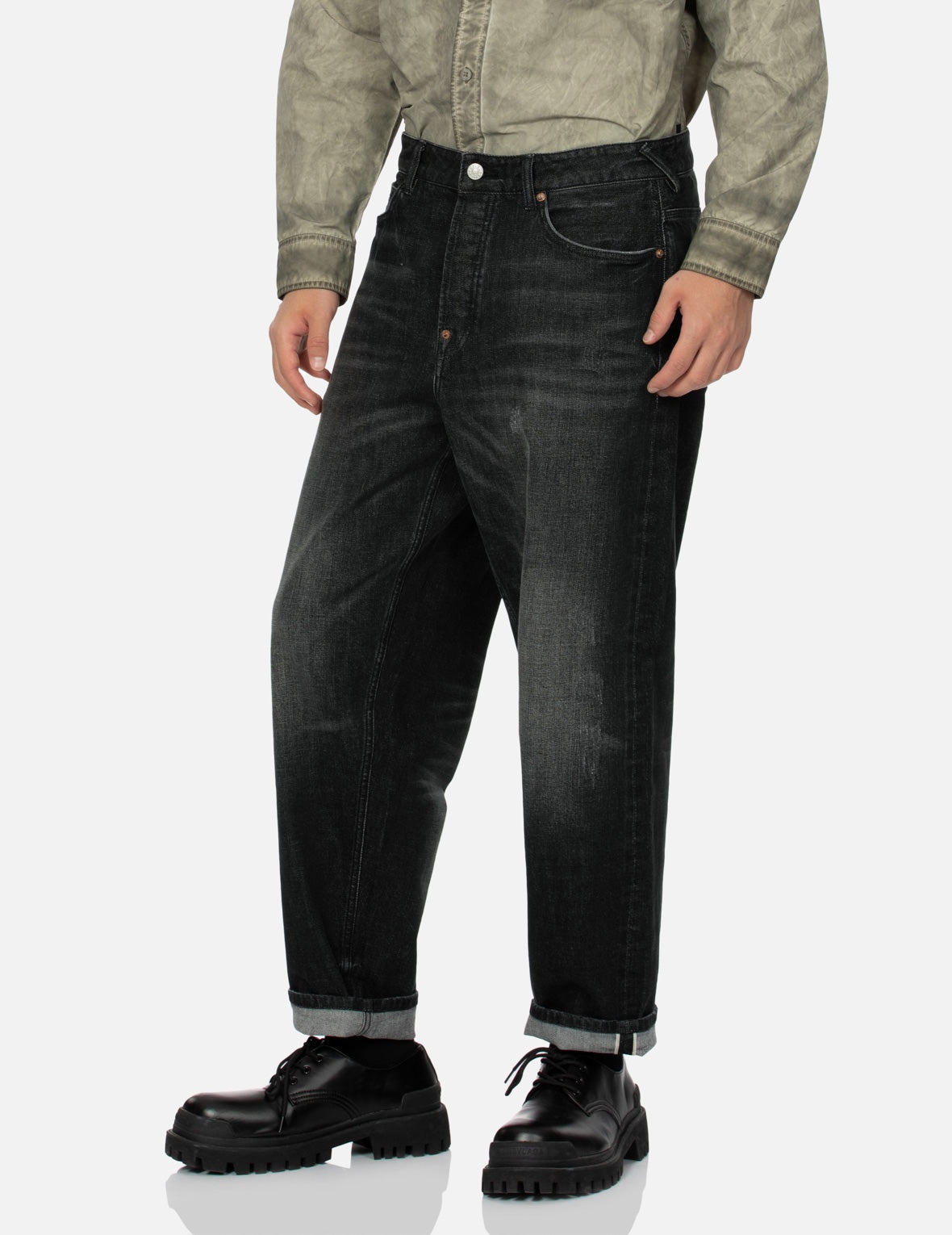 Washed Seagull Embroidery Fashion Fit Jeans - 8