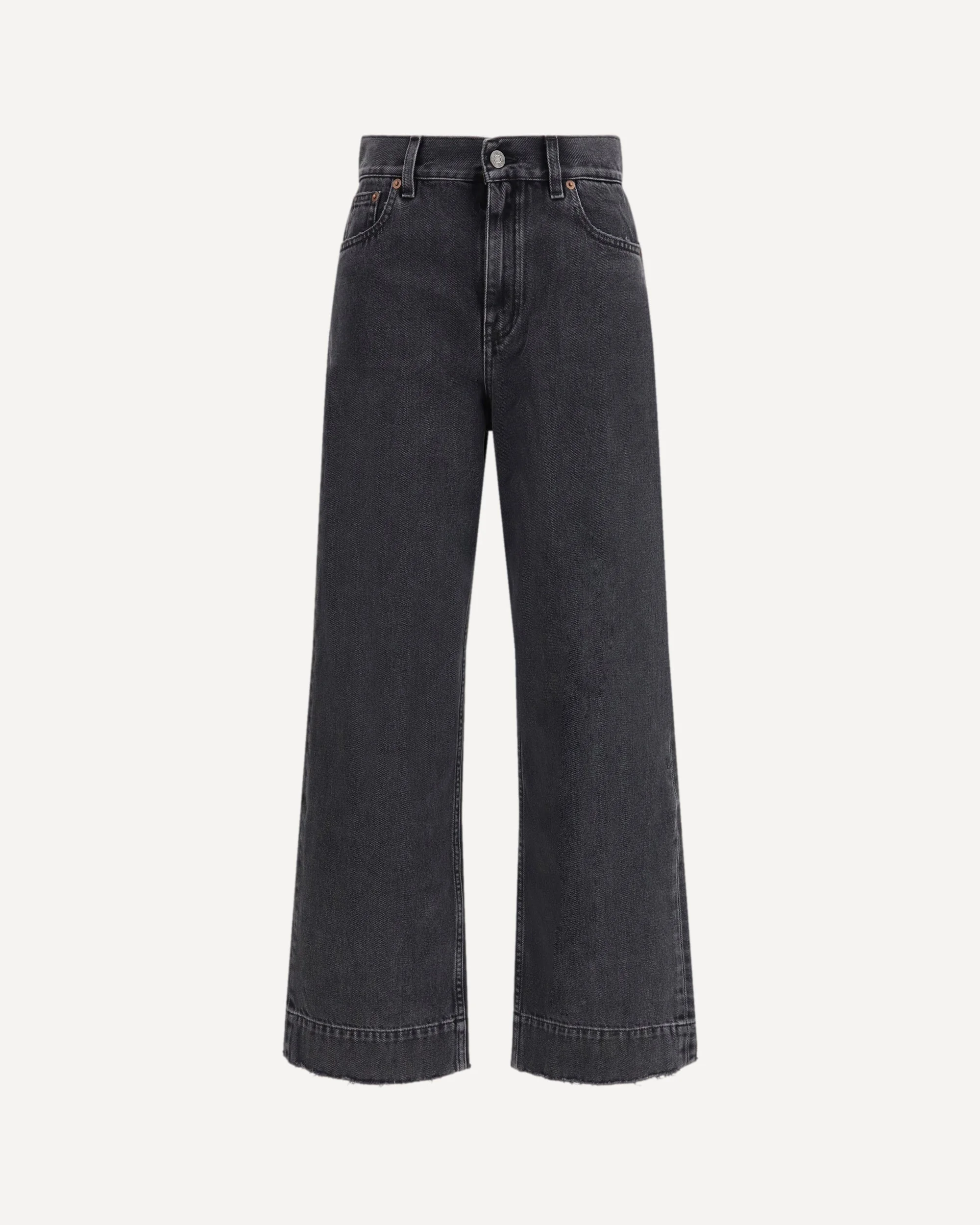 High-Waisted Cropped Denim Jeans - 1