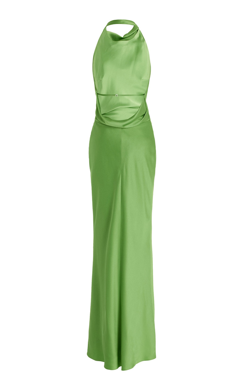 SIMKHAI Reannon Draped Satin Gown green outlook