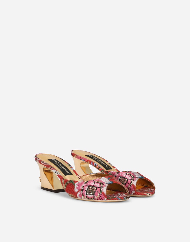 Jacquard fabric mules with geometric heel - 2