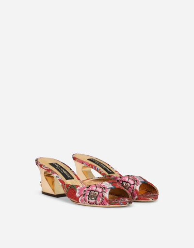 Dolce & Gabbana Jacquard fabric mules with geometric heel outlook