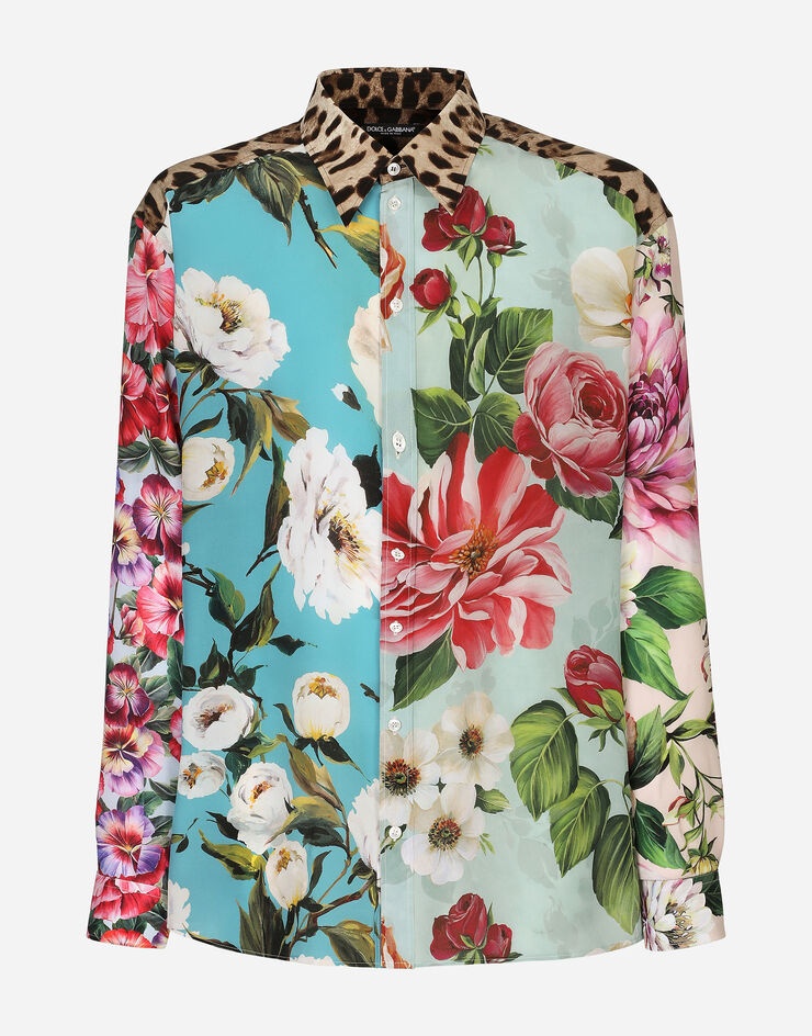Oversize silk shirt with floral print - 4