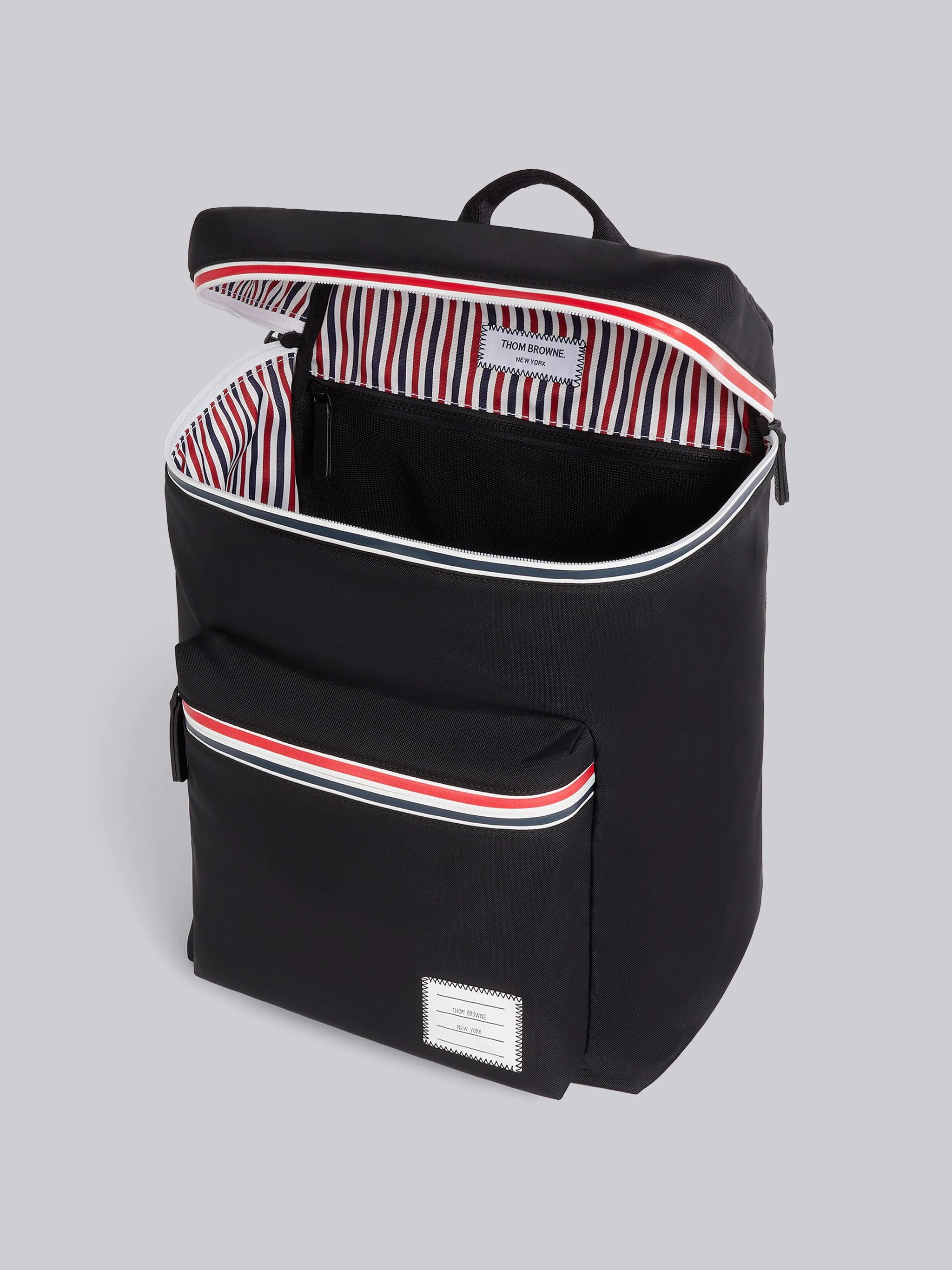 Black Nylon Tricolor Zipper Backpack - 5