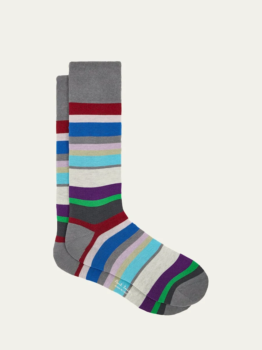 Men's Marek Color-Block Cotton Crew Socks - 1