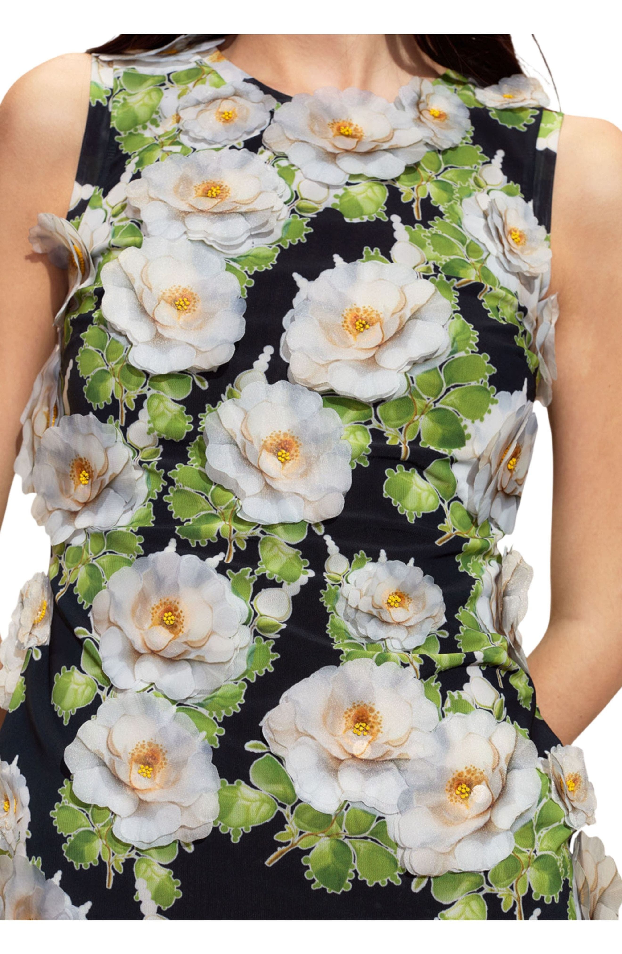 Cynthia Rowley Cornelia Applique Mini Dress in Black Floral at Nordstrom - 4