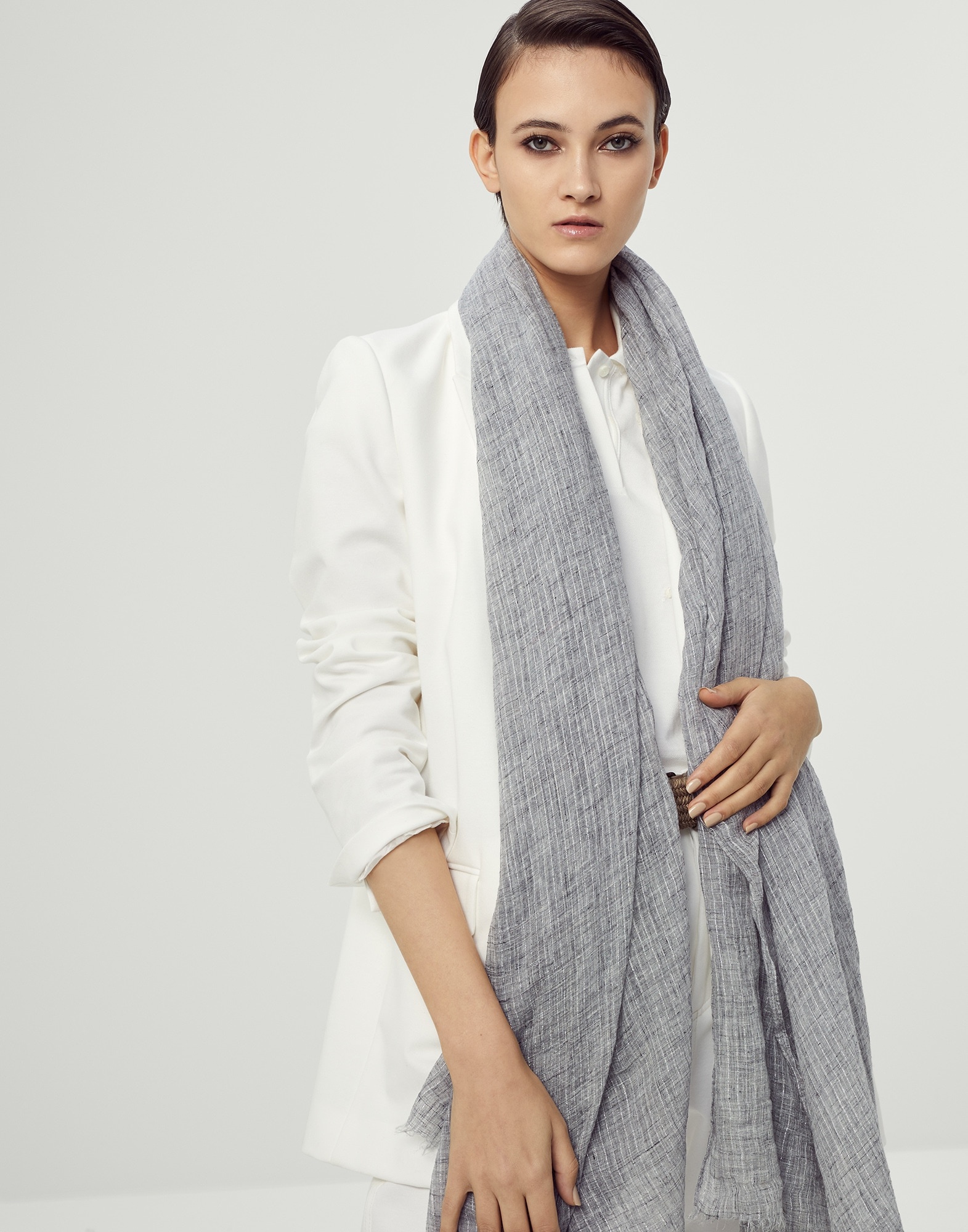 Sparkling mélange linen scarf - 4