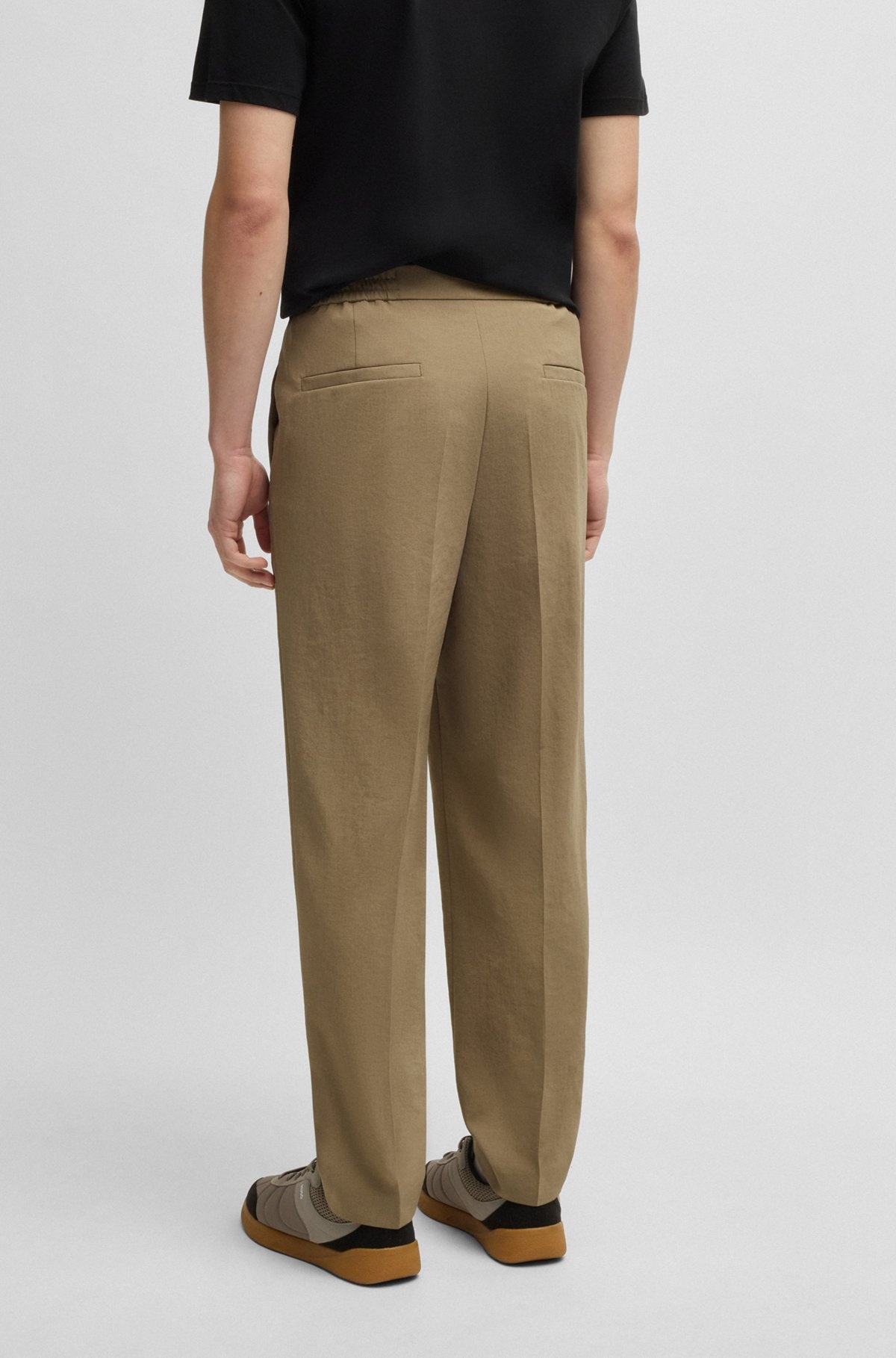 SLIM-FIT TROUSERS IN MELANGE WRINKLE-RESISTANT FABRIC - 4