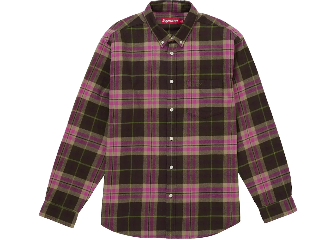 Supreme Plaid Flannel Shirt (FW25) Brown - 1