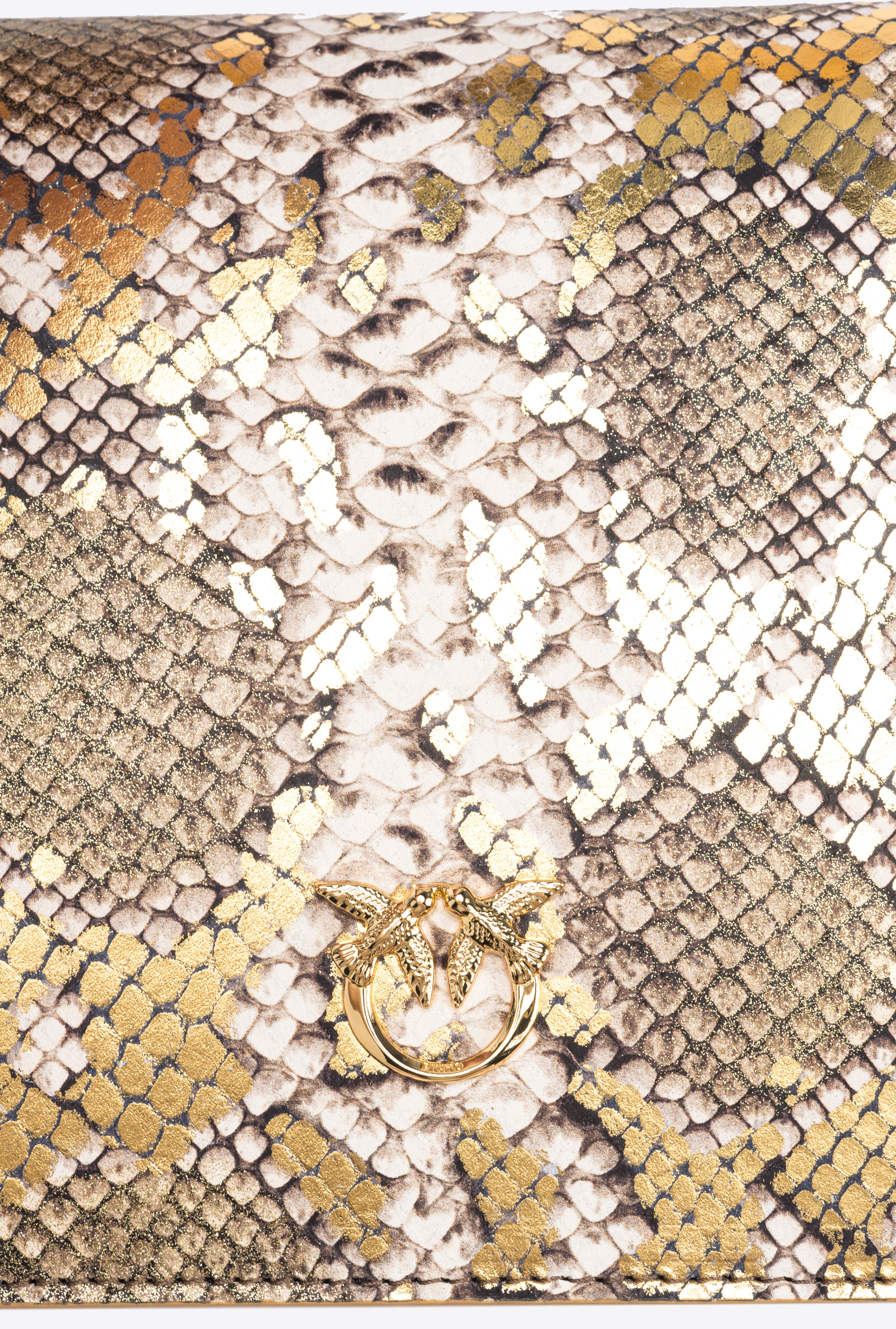 PINKO GALLERIA MINI LOVE BAG TOP HANDLE LIGHT IN LAMINATED REPTILE-PRINT LEATHER - 5