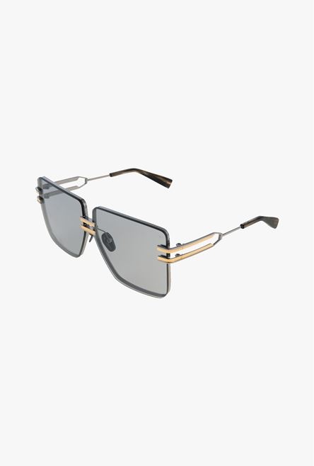 Black and gold-tone titanium police-style sunglasses - 2