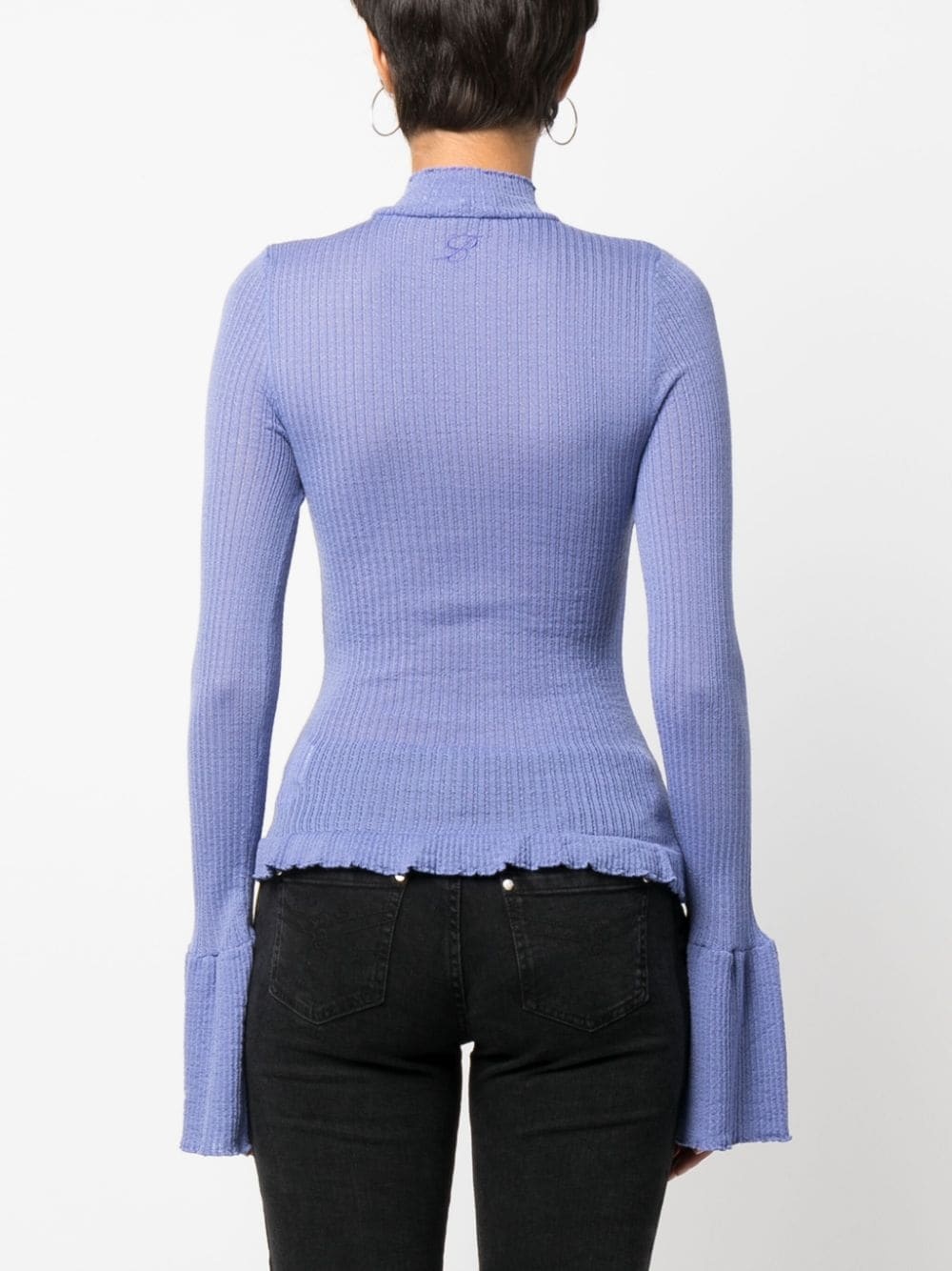 ruffle-detailing ribbed-knit jumper - 4