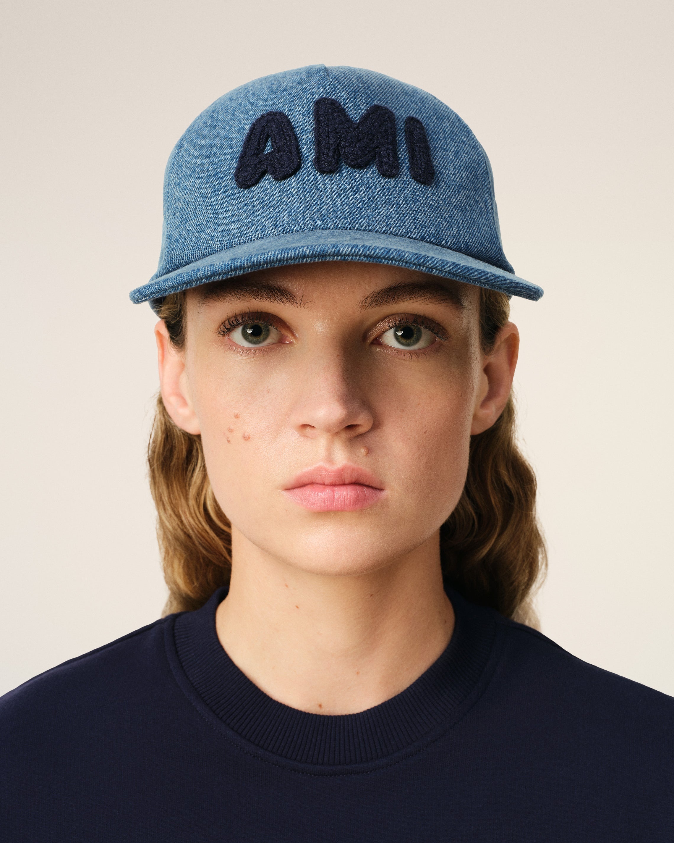 AMI Paris BLUE COTTON AMI PARIS PATCH TRUCKER CAP | REVERSIBLE