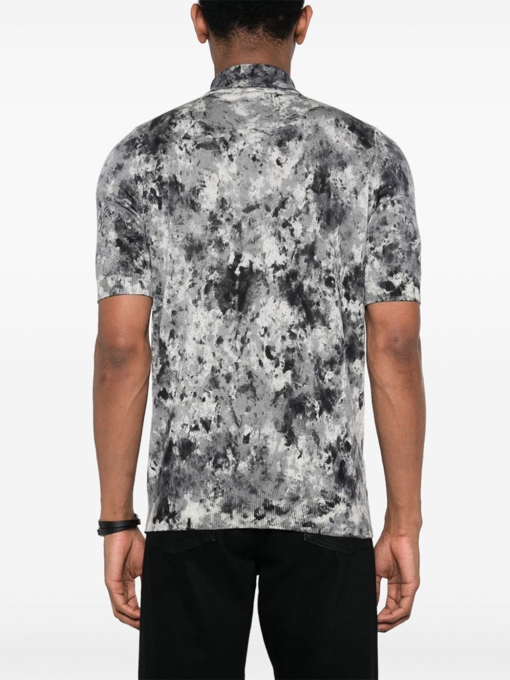 abstract-print ribbed polo shirt - 4