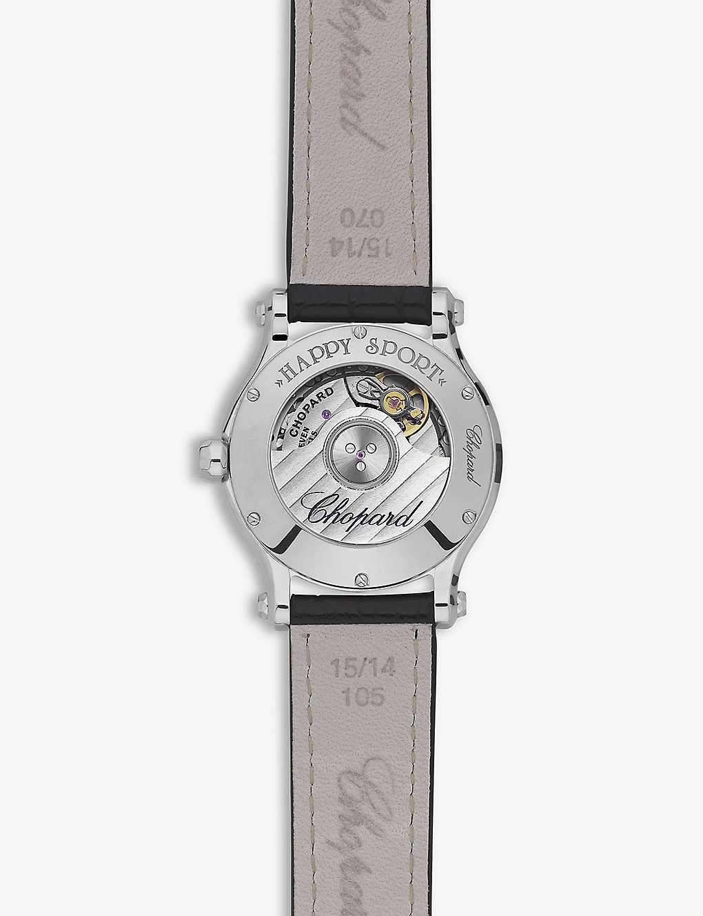 Happy Sport stainless-steel, alligator-embossed leather and 0.25ct diamond self-winding mechanical w - 4