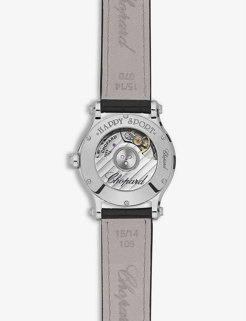 Happy Sport stainless-steel, alligator-embossed leather and 0.25ct diamond self-winding mechanical w 4