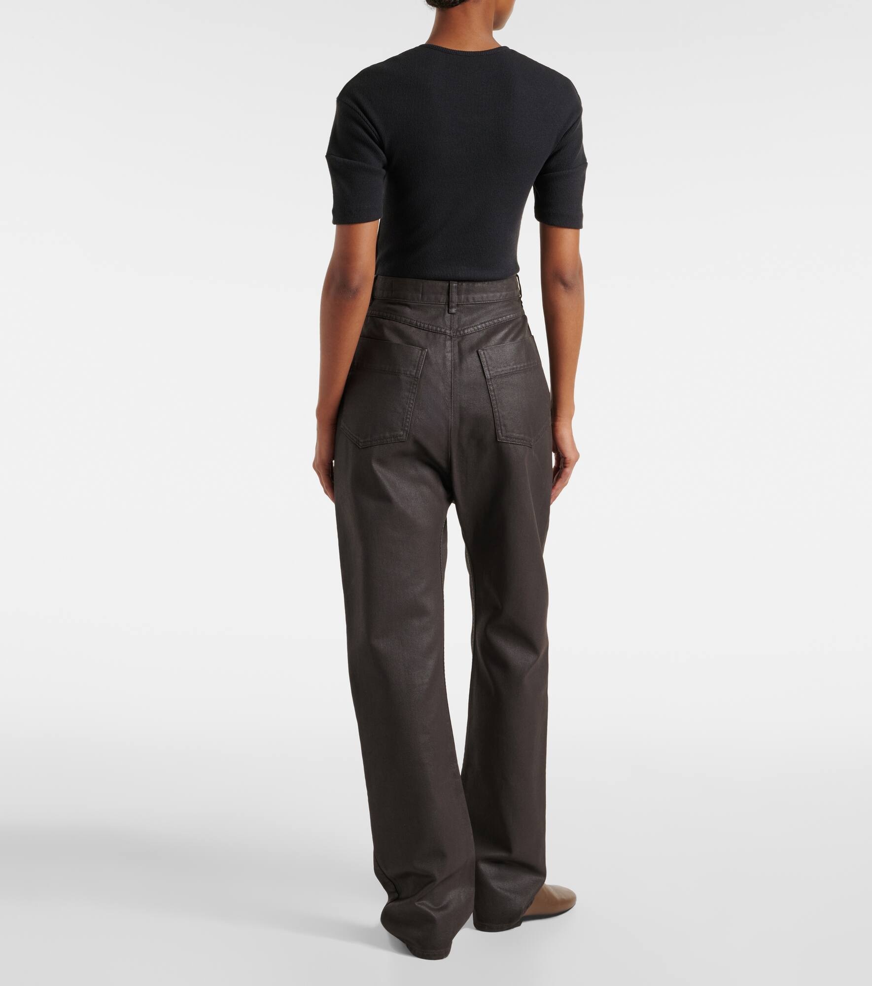 High-rise cotton wide-leg pants - 3