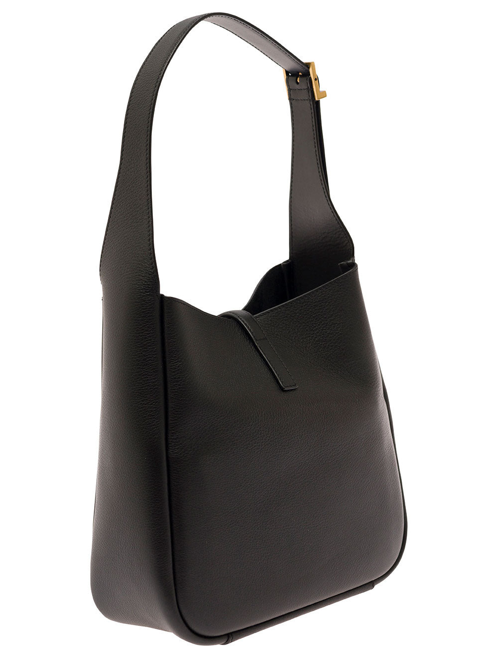 Saint Laurent Women 'Le 5 À 7' Black Shoulder Bag With Cassandre Detail In Hammered Leather Woman - 2