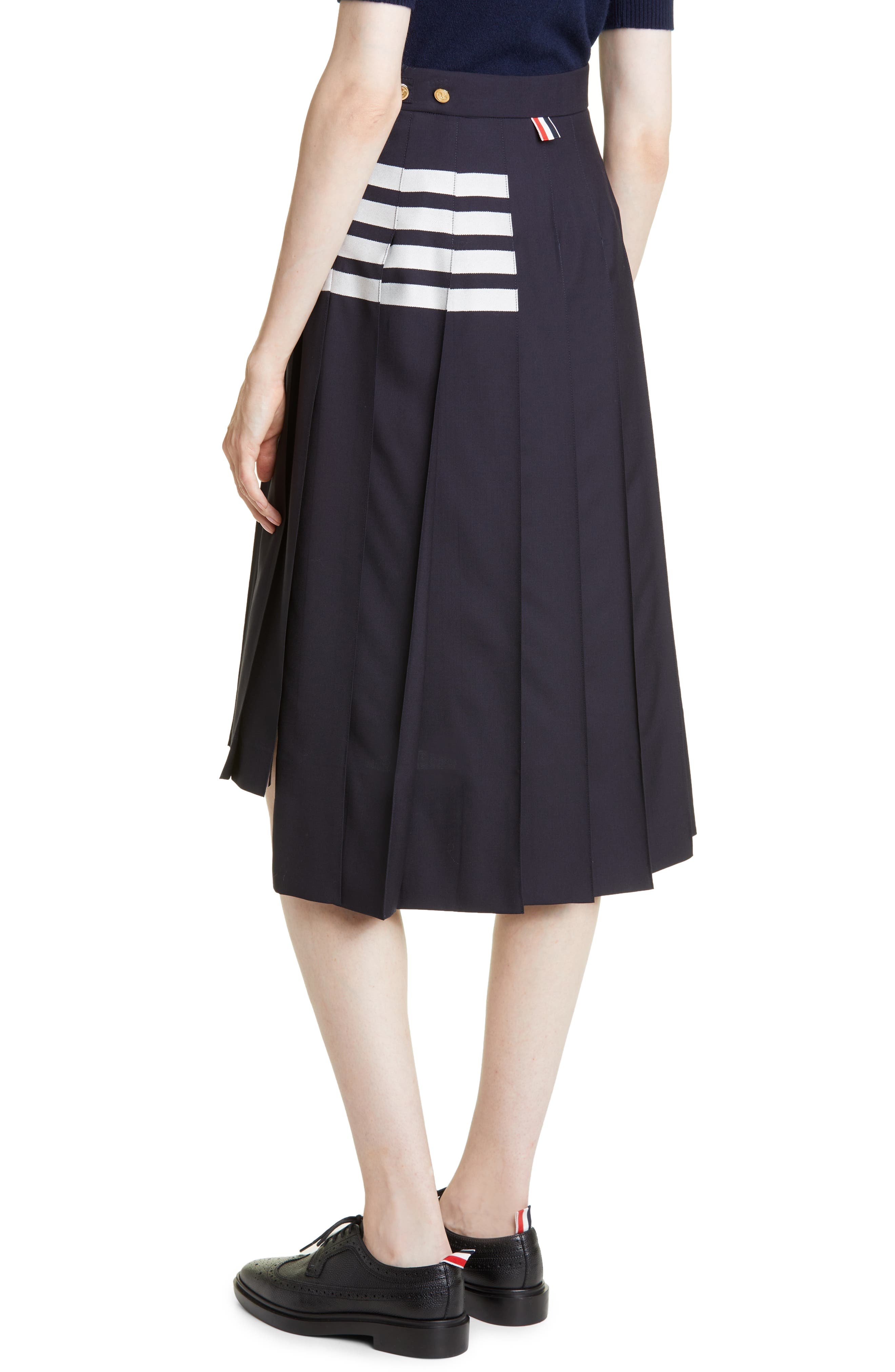 Drop Back Pleated Wool Skirt - 3