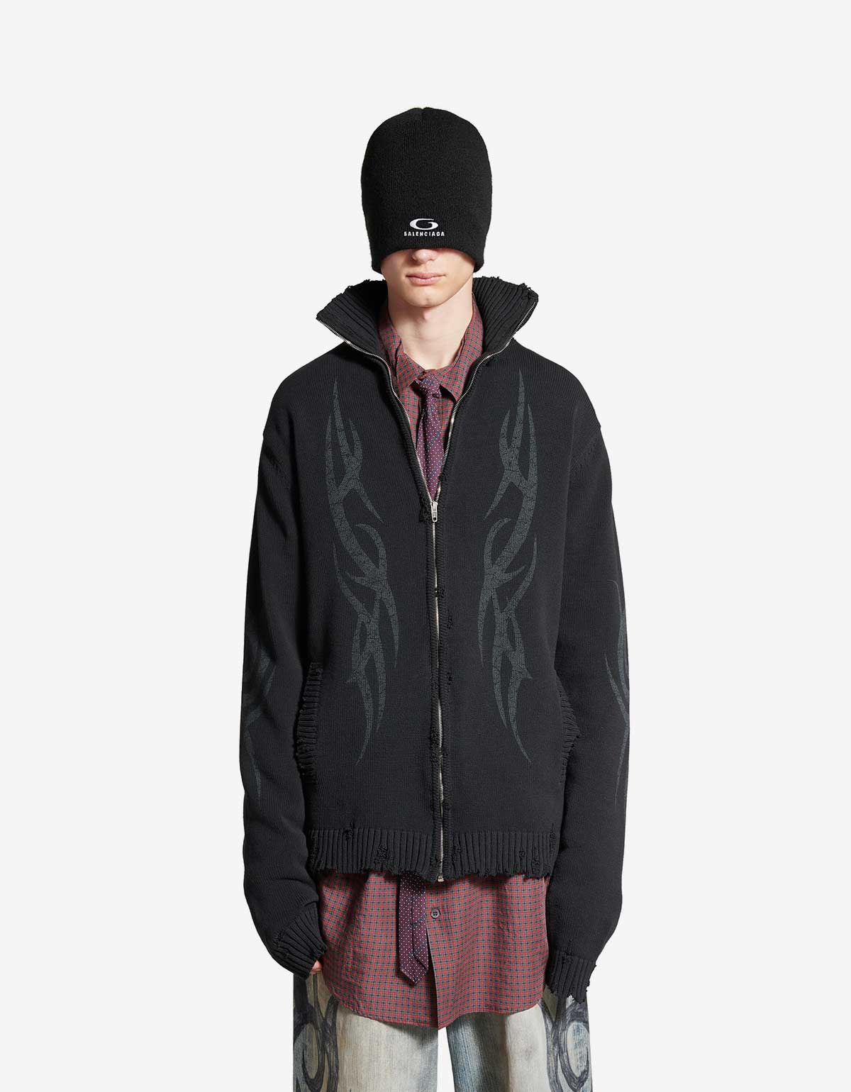 Balenciaga Black Y2K Zip-Up Cardigan - 2