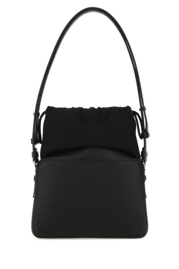 Black leather and fabric 5AC bucket bag - 3