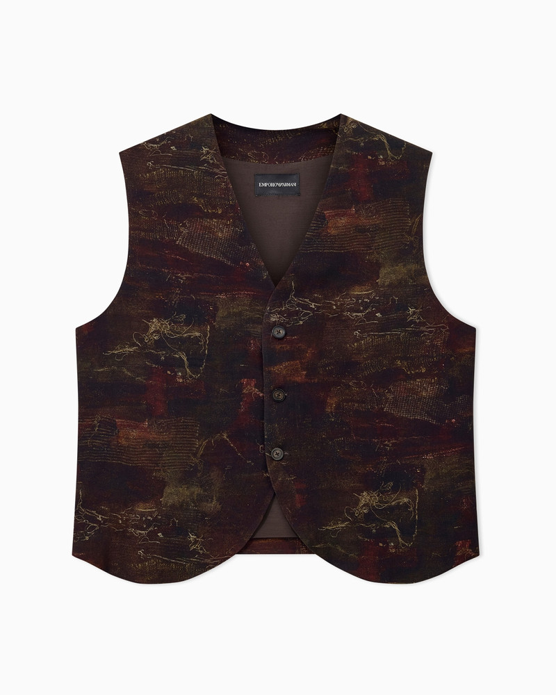 CUPRO TWILL WAISTCOAT WITH ALL-OVER PRINT 1