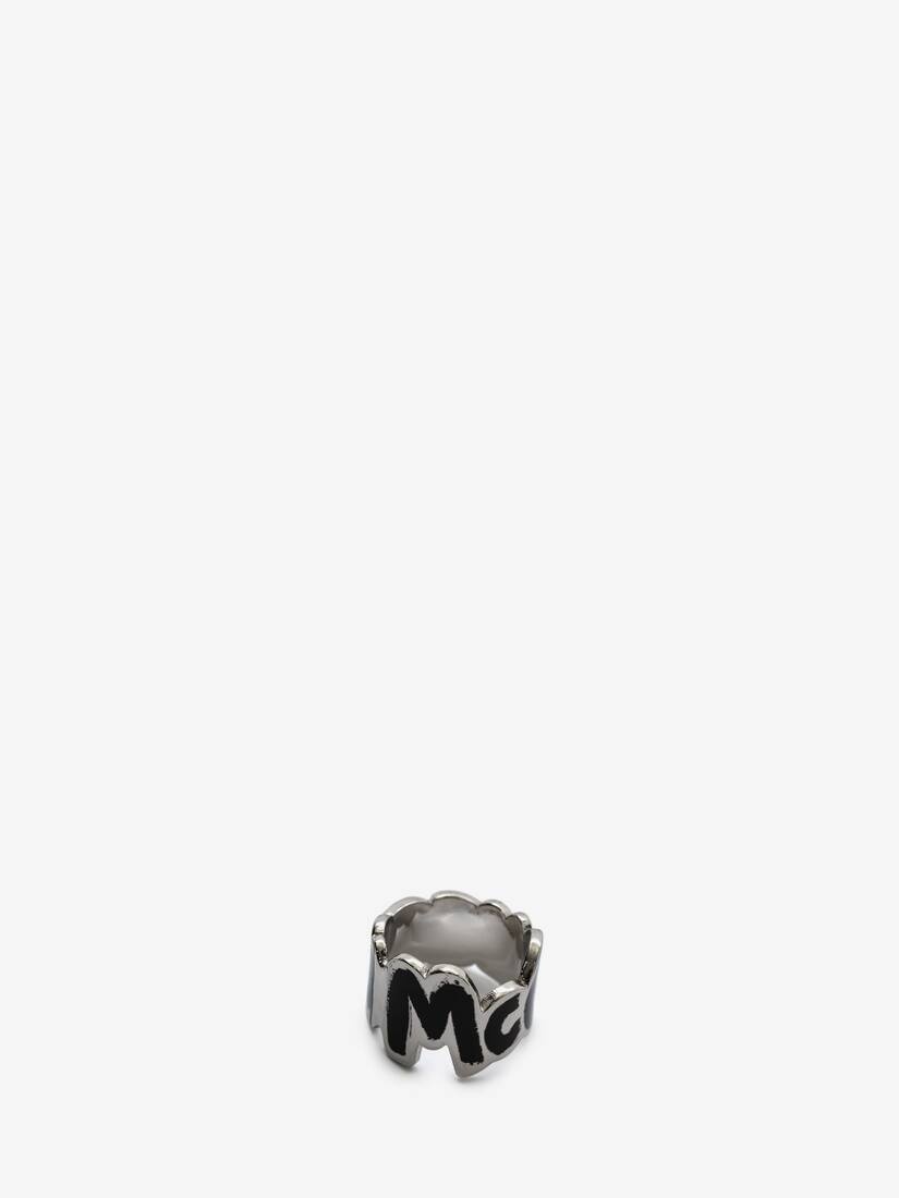 Mcqueen Graffiti Cut-out Ring in Silver - 3