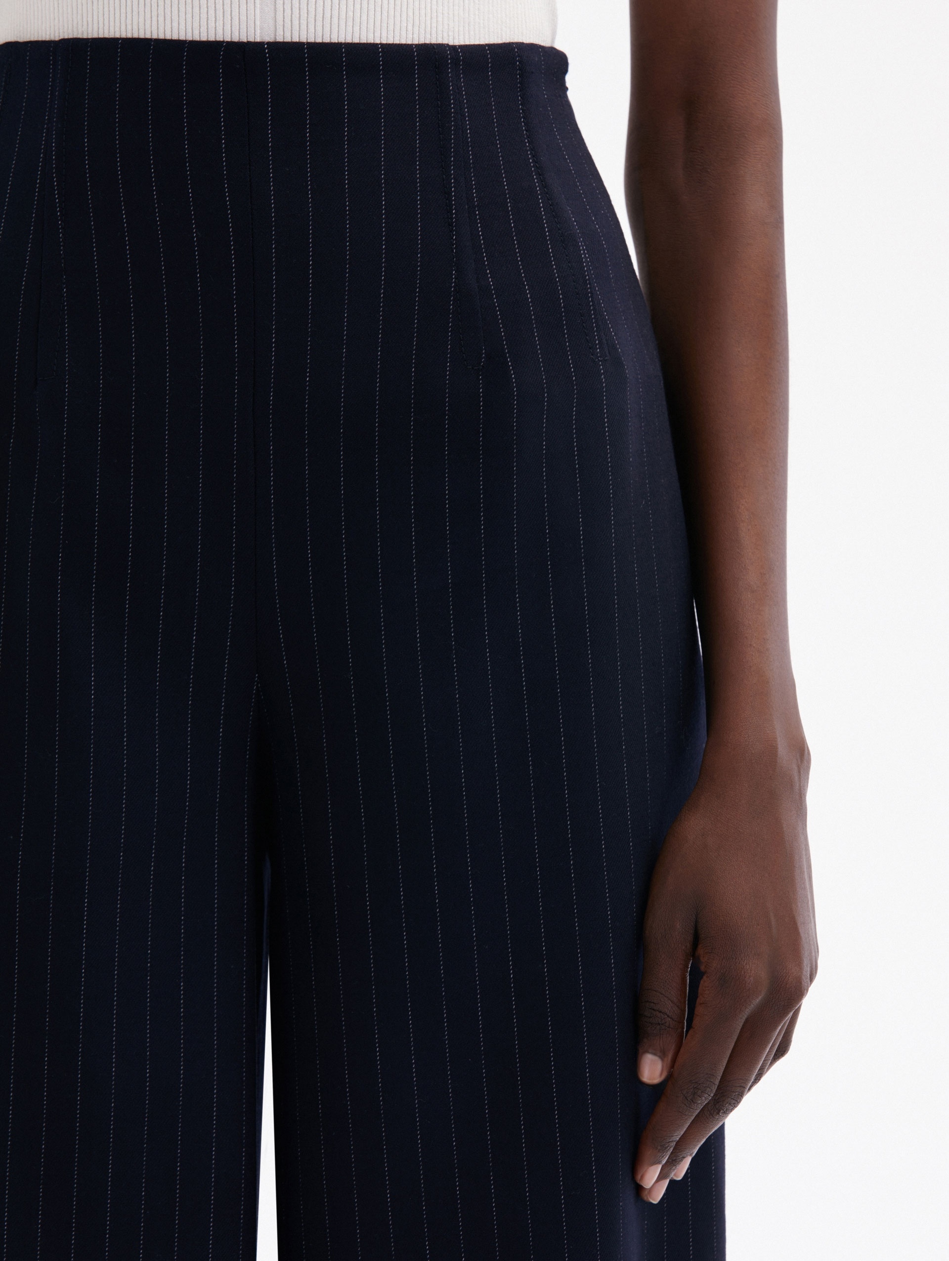 PINSTRIPED WIDE LEG PANT - 5
