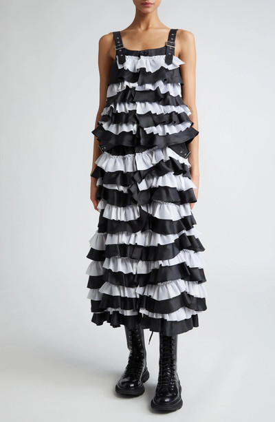 Noir Kei Ninomiya Reversible Colorblock Tiered Ruffle Satin Skirt outlook