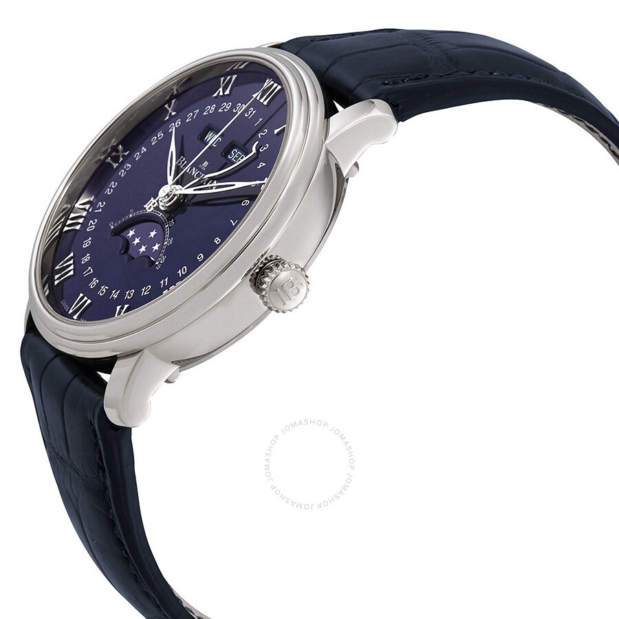 Blancpain Villeret Blue Lacquered Flinque Dial  Automatic Blue Leather Men's Watch 6654-1529-55B - 2