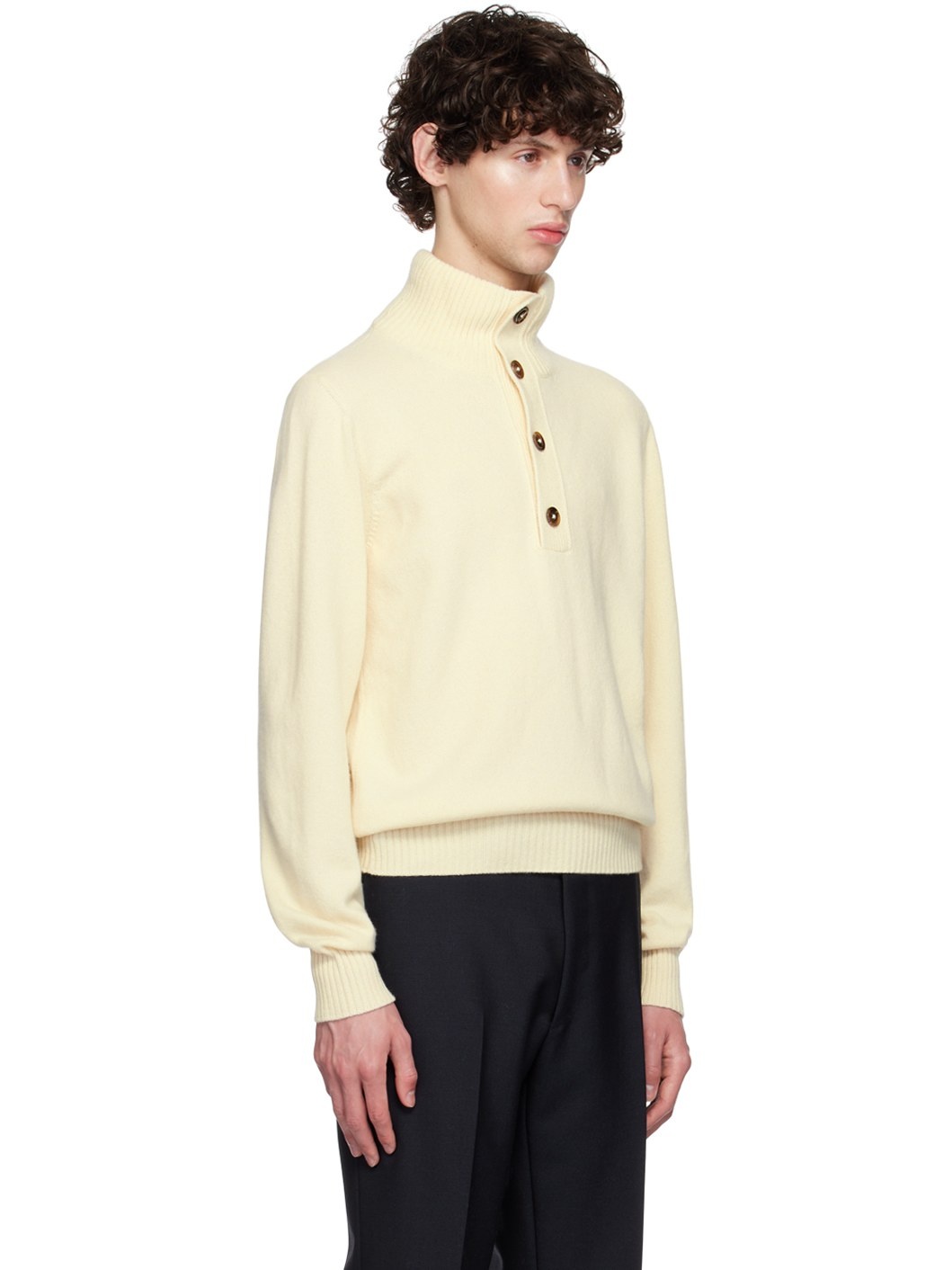 Off-White Button Turtleneck - 2