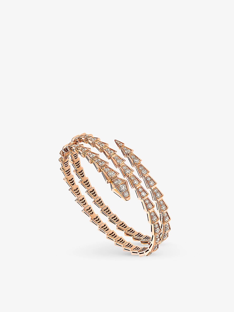 Serpenti Viper 18ct rose-gold and 5.42ct brilliant-cut diamond bracelet - 1