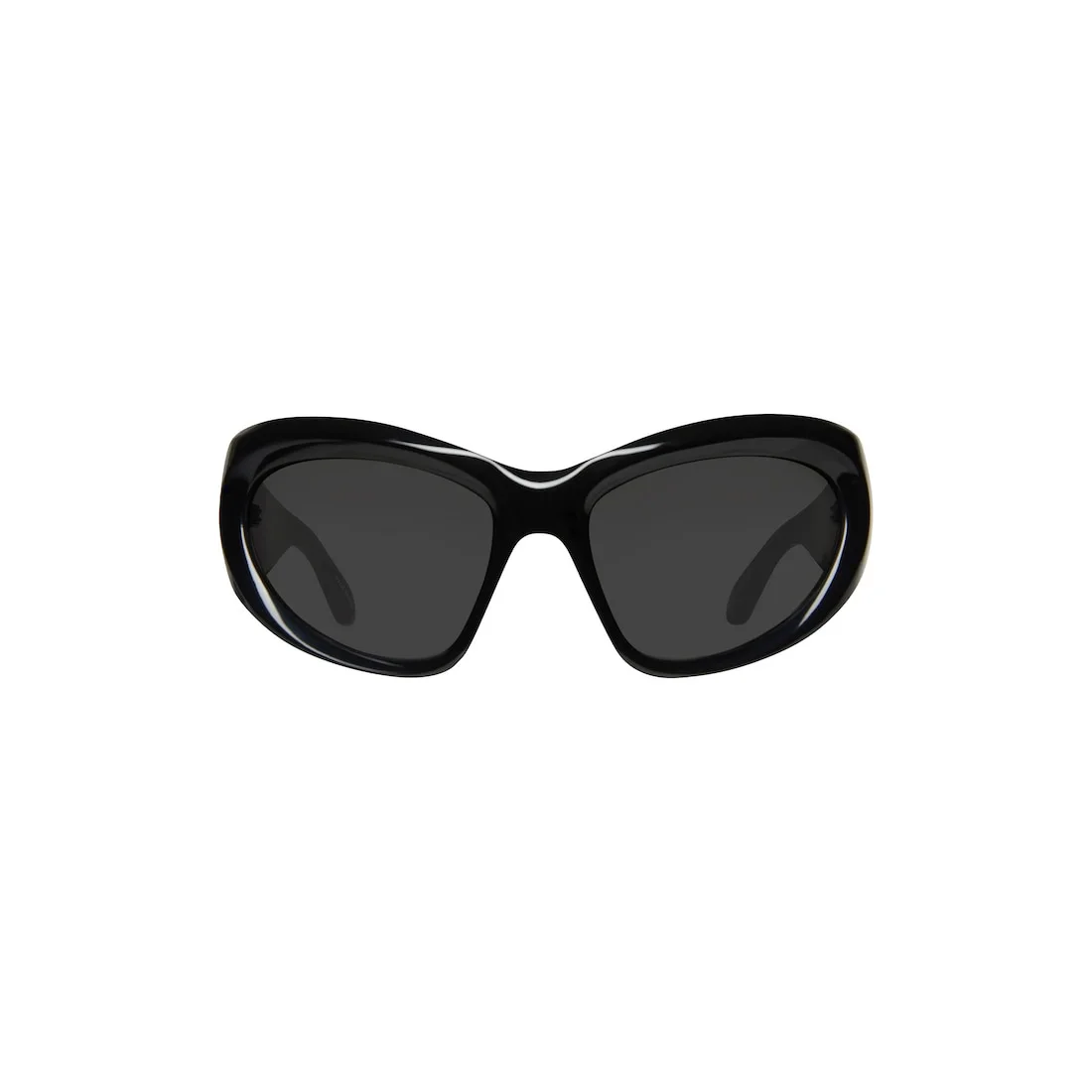 Wrap D-frame Sunglasses in Black - 1