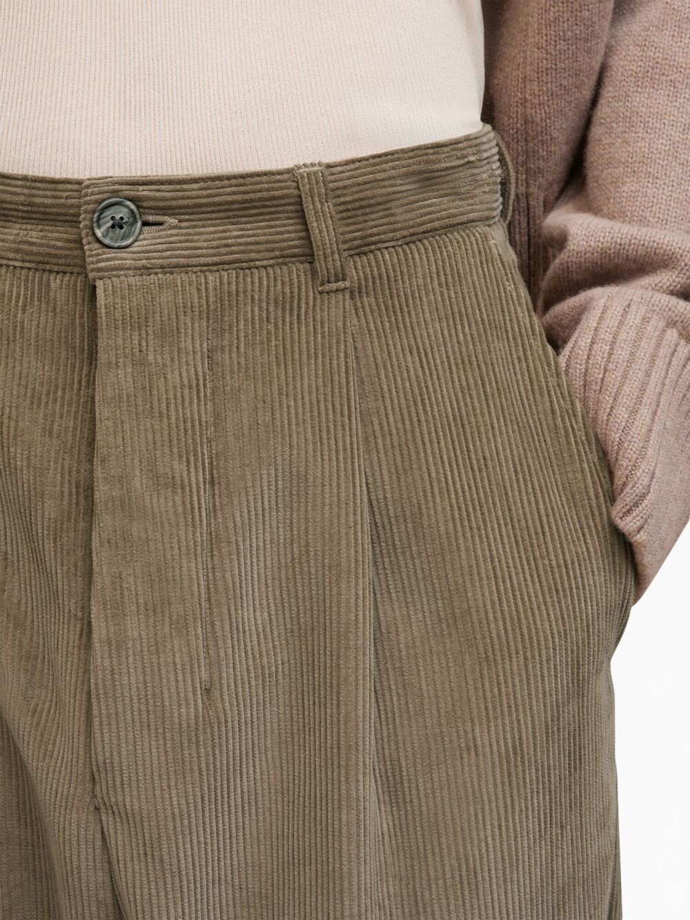 corduroy box-pleated tapered trousers - 6