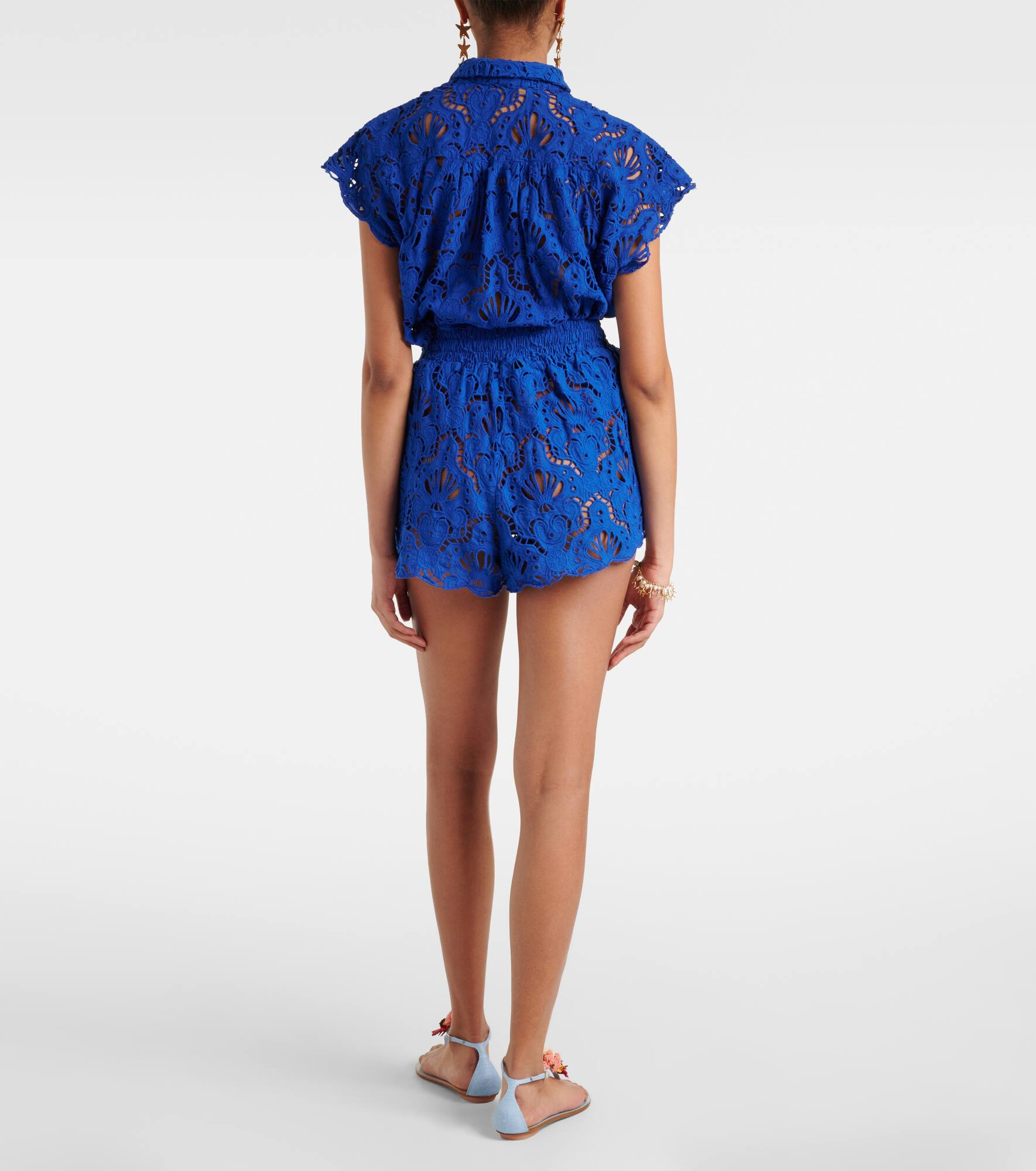 Floral lace cotton shorts - 3