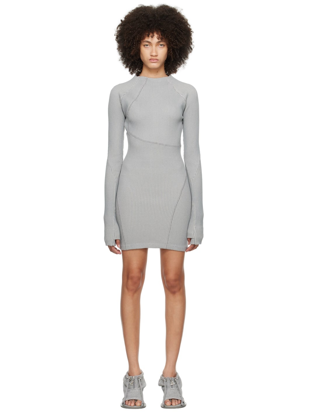 Gray Overlock Minidress - 1