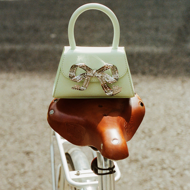 self-portrait The Bow Micro in Pistachio with Diamanté outlook