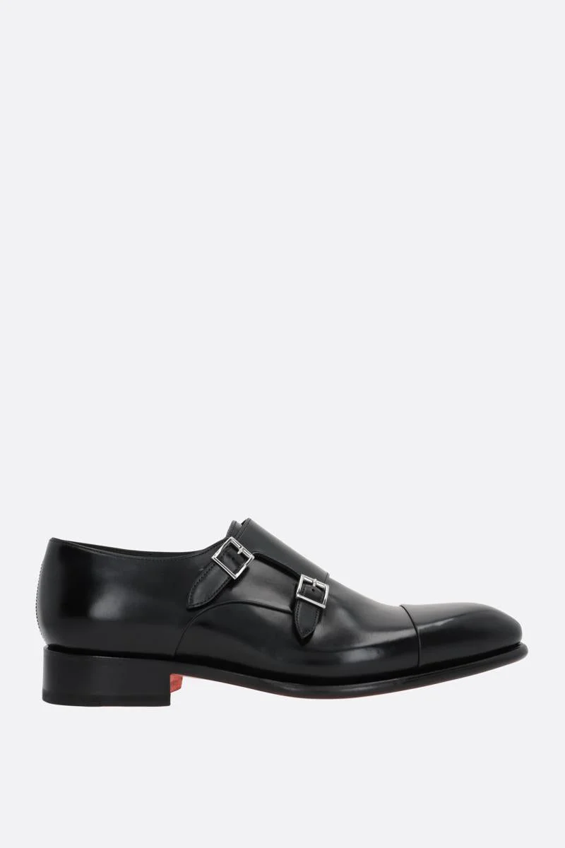 SANTONI BLACK LEATHER FORMAL SHOES - 1