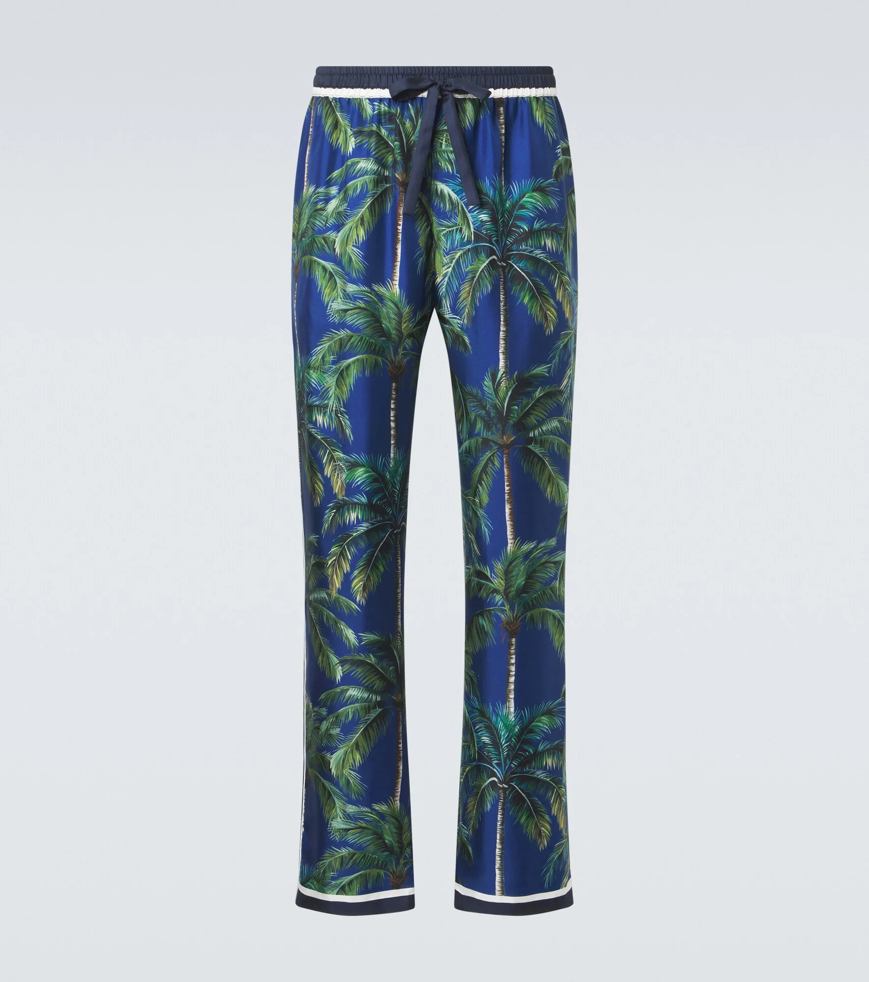 Printed silk twill straight pants - 1